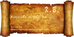 Koczián Béla névjegykártya